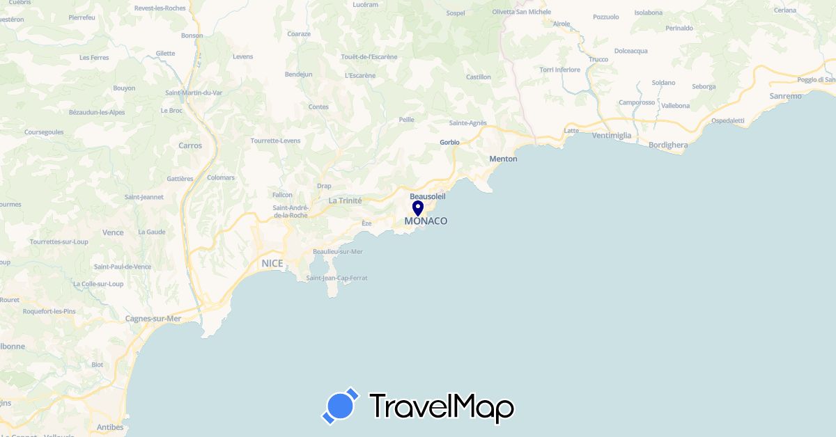 TravelMap itinerary: driving in Monaco (Europe)