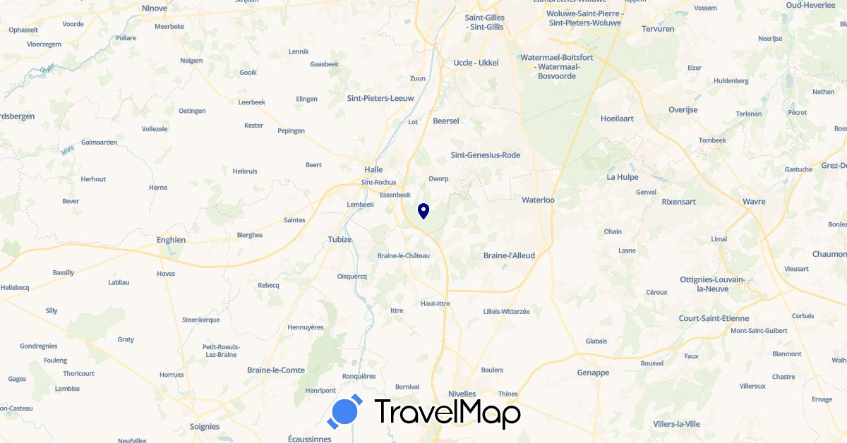 TravelMap itinerary: driving in Belgium (Europe)